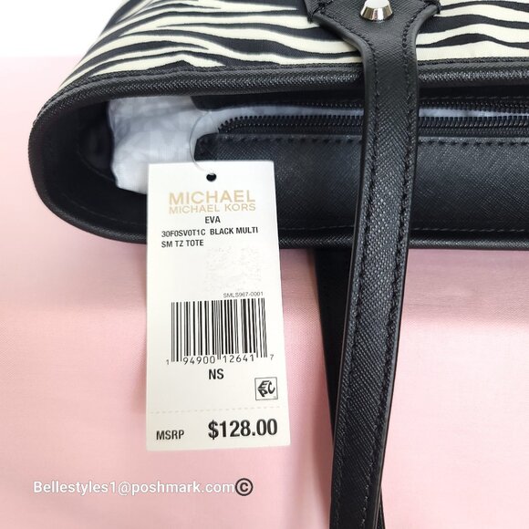MICHAEL KORS Eva Small Nylon Tote with Animal Print- Black Multi 🎈$98. - Picture 16 of 16